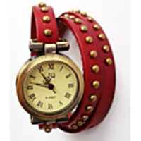 Weinlese-Bead InlaidLeather justierbare Uhr