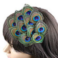 Weinlese-blaue Feder Fascinator für Frauen ein Pc