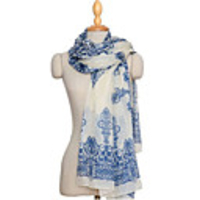 Weinlese-blaue und weiße Porzellan-Schal