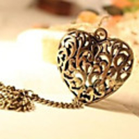 Weinlese-Bronze-Herz-Anhänger Neckalce