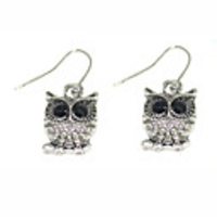 Weinlese-Bronzen-Eulen-Ohrringe