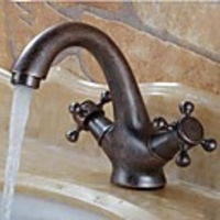 Weinlese Centerset Antique Copper Fertig Doppelgriff Messing Waschbecken Wasserhahn