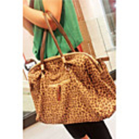 Weinlese der Frauen einfache Leder Leopard Tote