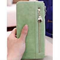 Weinlese-Doppelt-Reißverschluss Lange Brieftasche