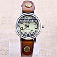 Weinlese-echtes Leder justierbare Uhr