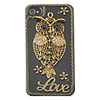 Weinlese-Eulen "Love" Pattern Zirkon Hard Case für iPhone 4/4S