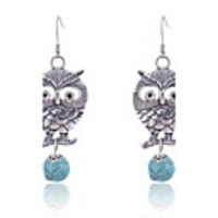 Weinlese-Eulen-Türkis bördelt hängende Ohrringe