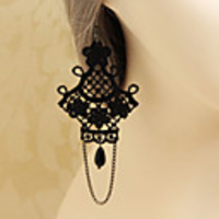 Weinlese Gotik Schwarz Stoff Quaste Ohrringe