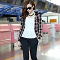 Weinlese Schlank Grid Blazer Frauen