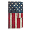 Weinlese US-Flagge Muster PU Full Body Gehäuse mit Card Slot und Ständer für iPhone 4/4S