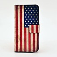Weinlese US-Flagge Muster PU-Leder Etui mit Magnetverschluss und Karten-Slot für Samsung Galaxy S4 Mini-I9190