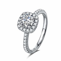 Weißvergoldete Halo-Fassung aus Sterlingsilber Halo-Einstellung Moissanite simulierte Diamant-Verlobungsring für Frauen,  1/2 Karat Größe 7