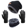 Wintermütze Mütze Schal Handschuhe Set für Damen und Herren,  Mütze Handschuhe Nackenwärmer Set mit warmem Strick Fleece gefütterte Mütze Mütze einfarbig Wolltuch schwarz burgundergrau für Camping Wandern Ski Lightinthebox