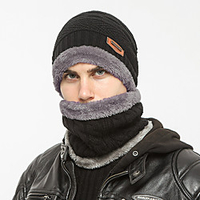 Wintermütze Mütze Schal Set warme Strickmütze dicke Wintermütze Halswärmer winddicht Outdoor Ski Schnee Totenkopfmützen Baumwolle bordeauxrot schwarz grau zum Skifahren Camping / Wandern Jagd Lightinthebox