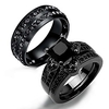 Wünschen Sie neue Liebe Herzform Schwarzgold zweiteiligen Paar Ring mit schwarzen Zirkon einfache Mode Persönlichkeit Ring Lightinthebox
