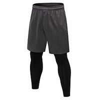 YUERLIAN Herren Laufhose Lang Sport Natur 2St Strumpfhosen / Lange Radhose Gamaschen Fitnesstraining Bewegung Fitness Rasche Trocknung Atmungsaktivität Sport Solide Grau Schwarz / Dehnbar Lightinthebox