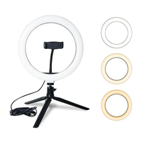10" USB Selfie LED Ringlicht mit Ständer und Telefonhalterung