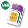 3 PAYG 4G Trio Data SIM Packet,  Inklusive 12GB,  300 Min. und 3000 SMS