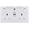 Britischer allgemeiner Wi-Fi-Extender geschalteter Doppelsteckdose + USB-Port - Weiß