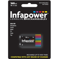 Infapower 160mAh 9V Longlife Wiederaufladbare Batterien