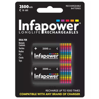 Infapower 2600mAh wiederaufladbare C NiMh Batterien - 2er Pack