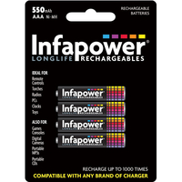 Infapower 550mAh AAA Longlife Wiederaufladbare Batterien - 4er-Pack