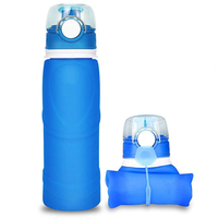 MyFriday faltbare Silikon-Reise-Wasserflasche BPA frei 750ml - blau