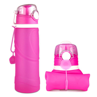 MyFriday faltbare Silikon Reise Wasserflasche BPA frei 750ml - Rosa