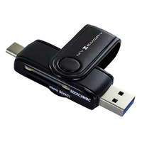 MyMemory USB 3.1 + USB-C SD und Micro SD Kartenleser - Schwarz