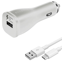 Samsung Galaxy 2A Autoladegerät + USB-C Datenladekabel - Weiß FFP