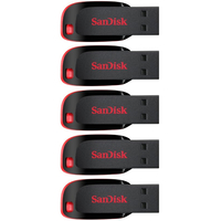 SanDisk 16GB Cruzer Blade USB Stick Schwarz - 5er Pack