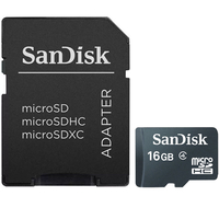 SanDisk 16GB Micro SD Karte (SDHC) + Adapter - 4MB / s