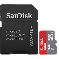 Sandisk 8GB Ultra Micro SD (SDHC) Karte + Adapter 48MB/s Class 10