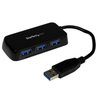 StarTech Tragbarer 4 Port SuperSpeed Mini USB 3.0 Hub - Schwarz