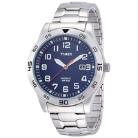 Timex Herren Quarzuhr mit blauem Analog-Zifferblatt und Edelstahlband