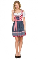 Dirndl Mini kurz 50cm 2tlg. Kitty rot-weiss