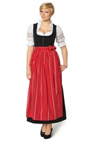 Dirndl ZENTA33 lang 96 cm 1tlg. Schwarz Abb. SC195 rot Knopfleiste