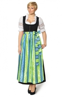 Dirndl ZENTA33 lang 96 cm 1tlg. Schwarz Abb. SC220 türkis Knopfleiste