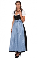 Dirndl ZENTA33 lang 96 cm 1tlg. schwarz Knopfleiste SC235 rauchblau