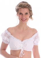 Dirndlbluse GLITTER Organza Strass Spitze weiss