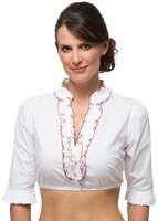 Dirndlbluse Rüschen B8030 weiss bordeaux
