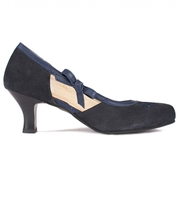 Dirndlpumps D443 Valeska Velourlede navy