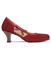 Dirndlpumps D443 Valeska Velourleder rot