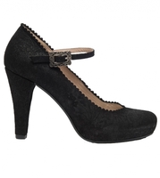 Dirndlschuh Pumps 6005 Veloursleder bestickt schwarz
