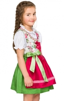 Kinderdirndl 3tlg. Incl. Bluse Rosendruck pink-grün