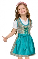 Kinderdirndl 3tlg. Incl. Bluse taupe-türkis