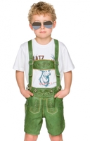 Kinderlederhose kurz P-200 mit H-Träger greenapple