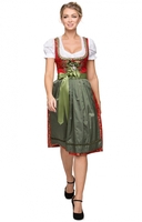 Mididirndl 65cm 2tlg. Kendera rot grün