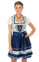 Minidirndl Blue Roses 50cm 2tlg. Sommertraum blau-ecru