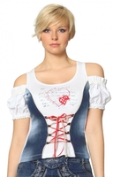 Trachten Jeansshirt Manju denimblau-weiss